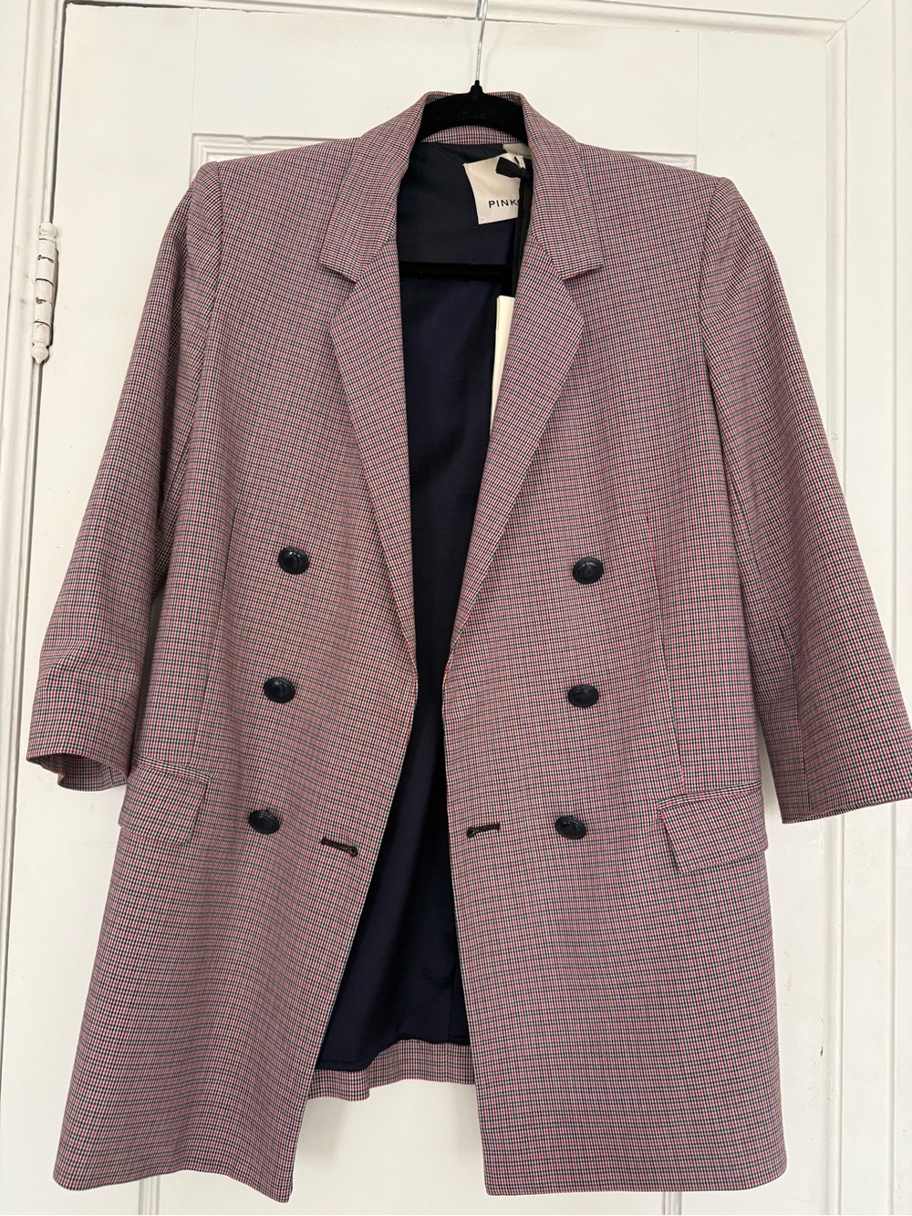 Pinko Pink and Navy Houndstooth Blazer